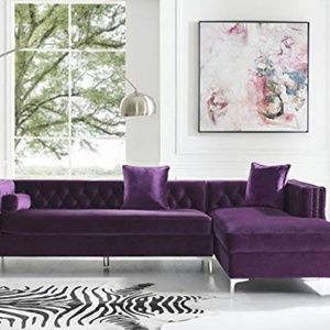 Purple Velvet Chaise Sectional